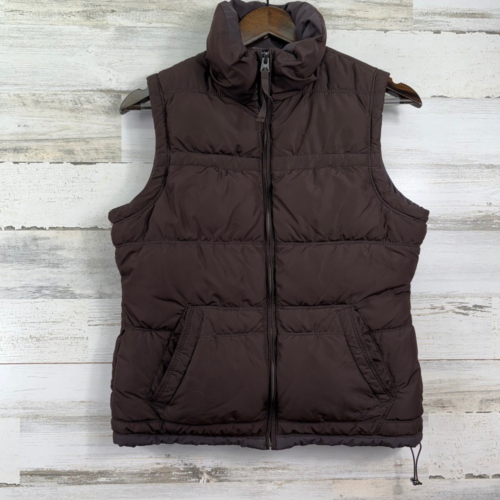 American Eagle Puffer Vest Womens M Brown Quilted Full Zip Gorpcore Layering